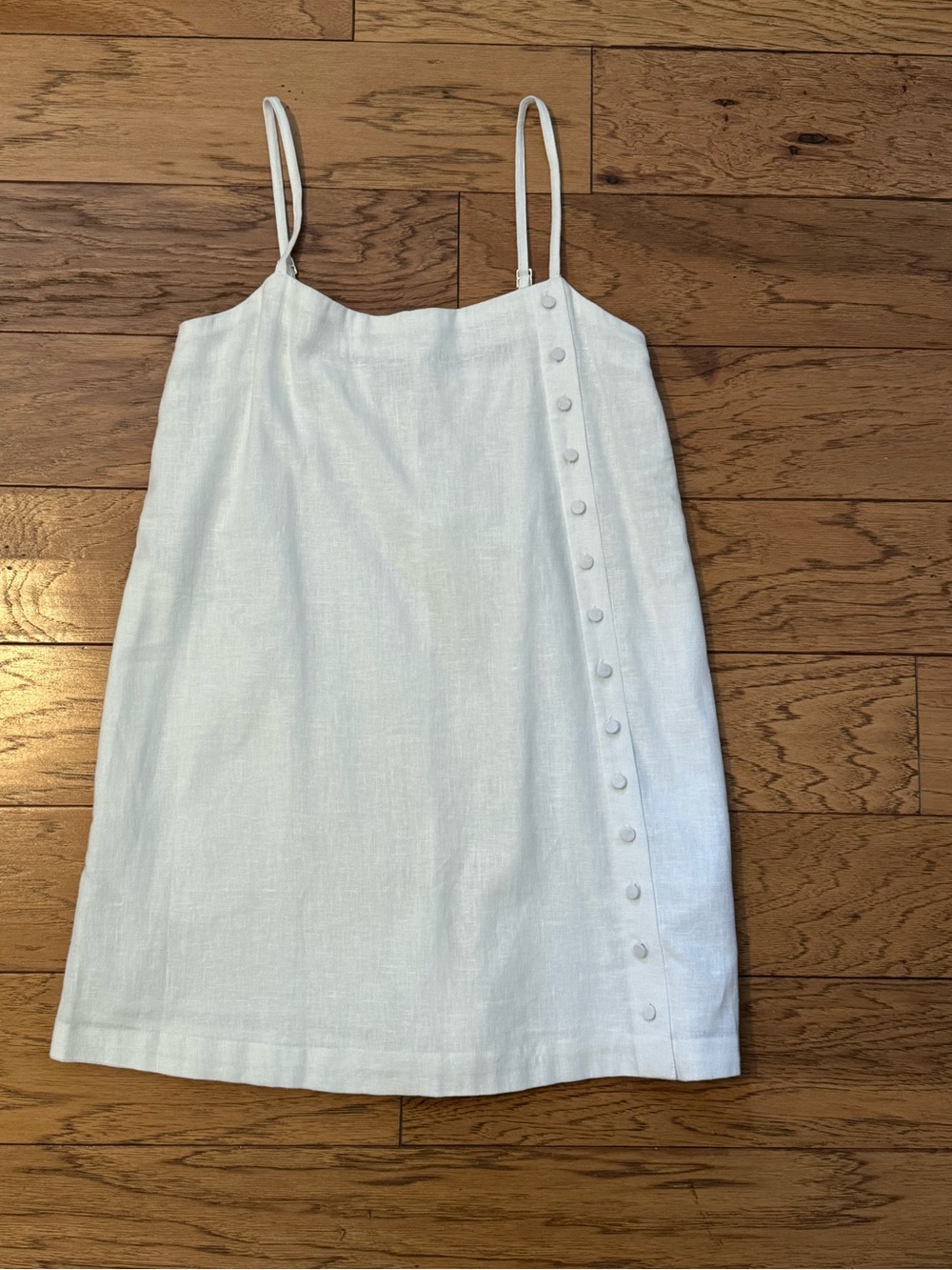Women's Abercrombie White Linen Spaghetti Strap Button-Trim Dress w/ skort